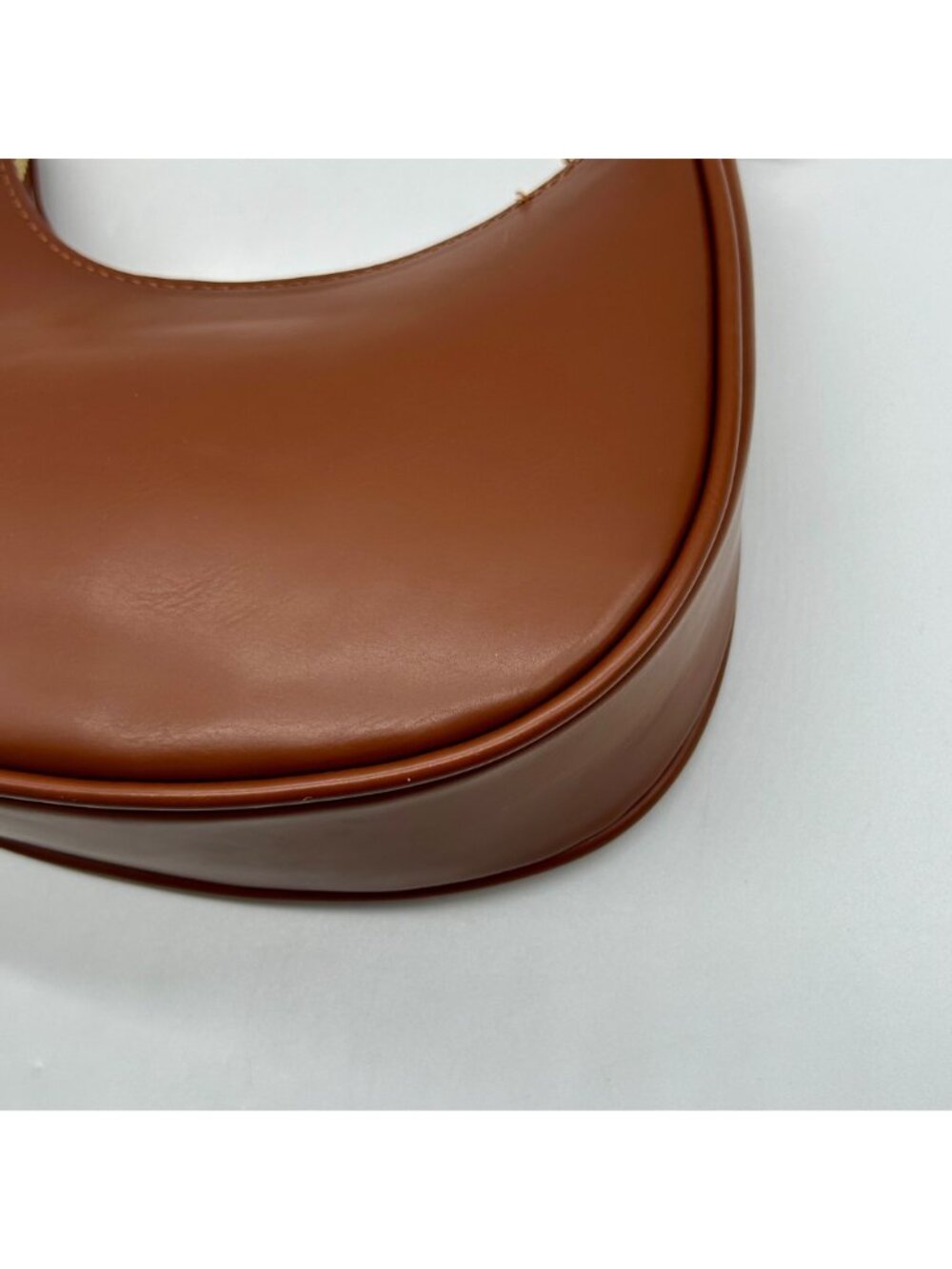 Brown Faux Leather Crescent-Shaped Convertible Shoulder Bag - Picture 8 of 11